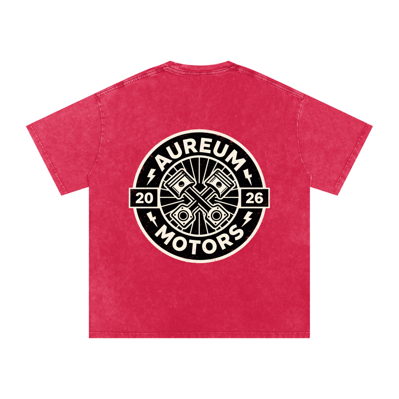 AUREUM MOTORS 1 Snow Washed Oversized Cotton T-Shirt