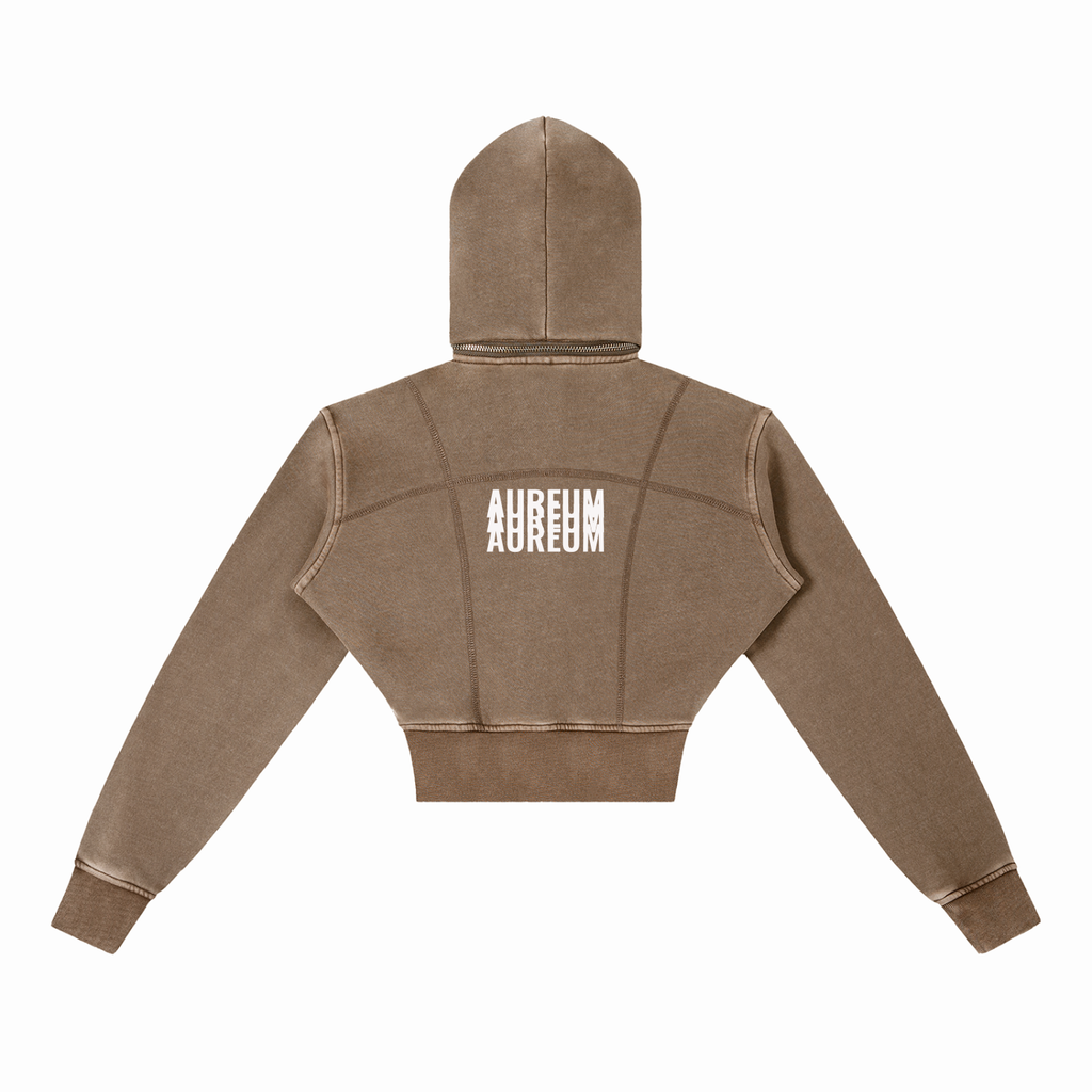 WOMEN'S AUREUM ECHO Vintage Washed Cropped Fleece Hoodie