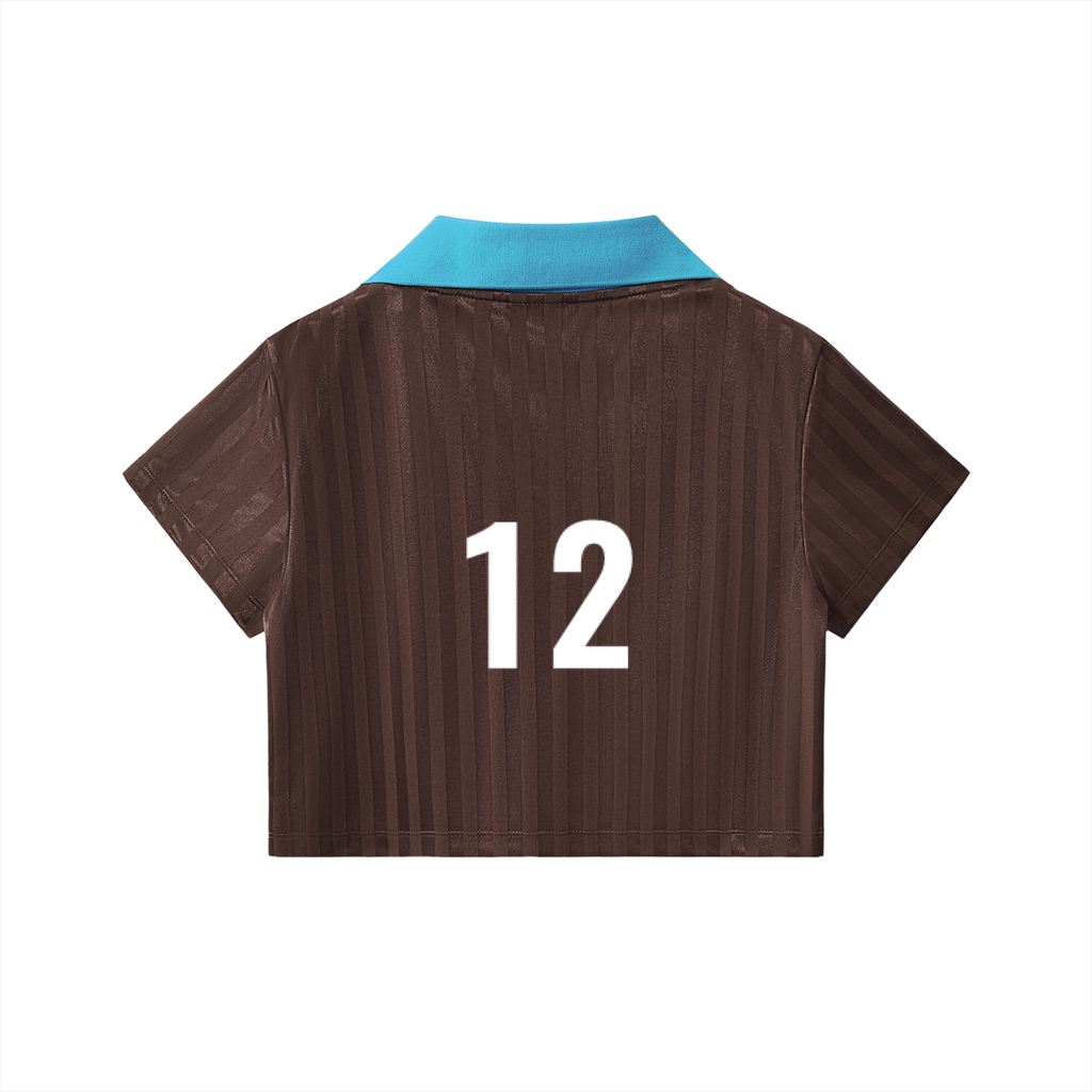 AUREUM Number 12 Collar Striped Cropped Jersey
