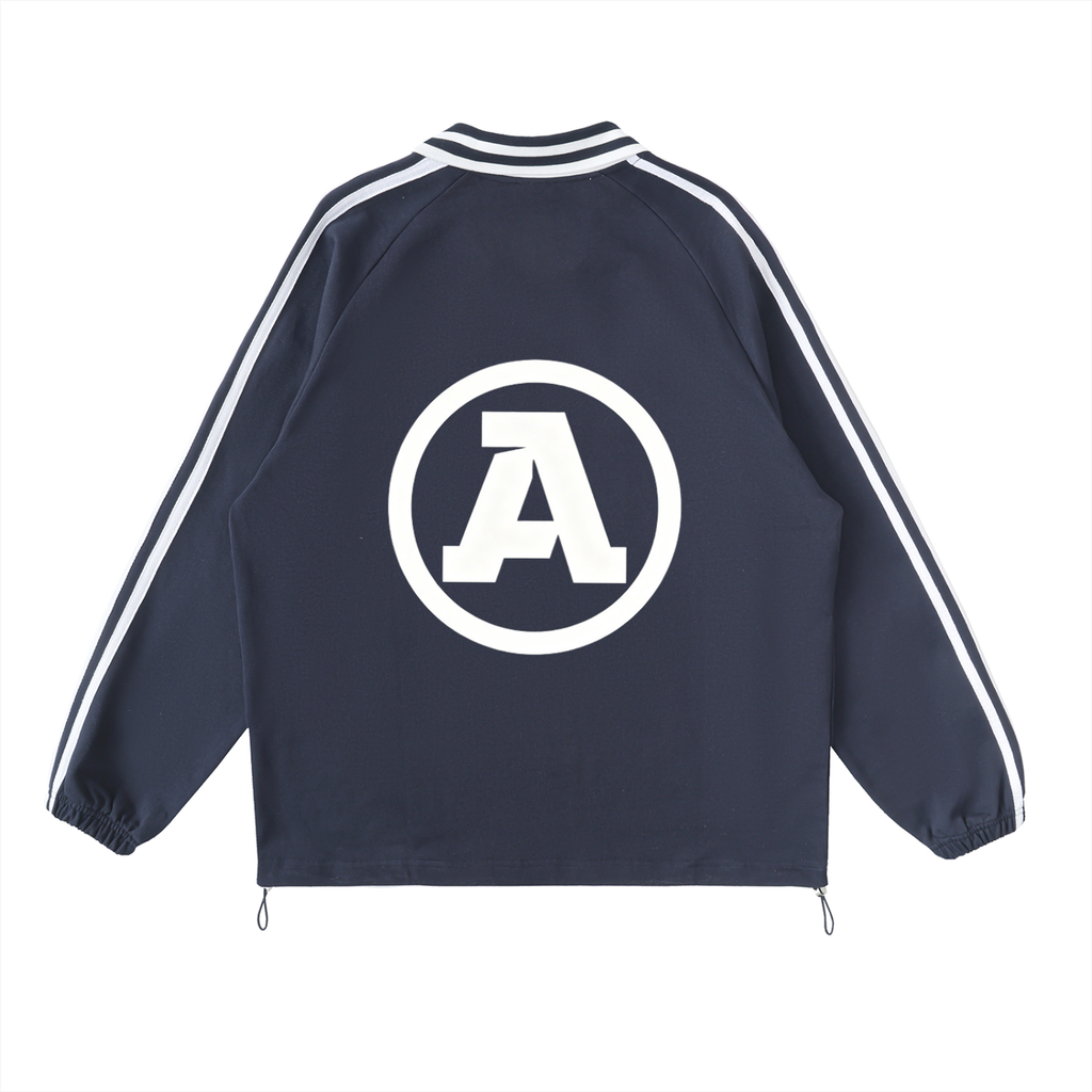 AUREUM ECHO Striped Lapel Collar Sweatshirt