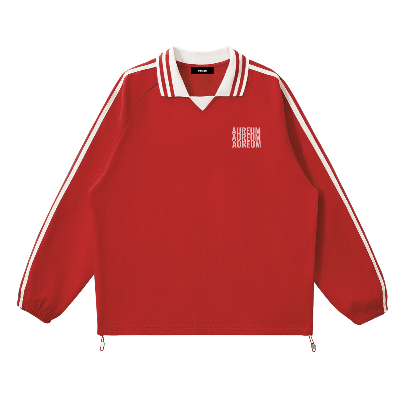 AUREUM ECHO Striped Lapel Collar Sweatshirt