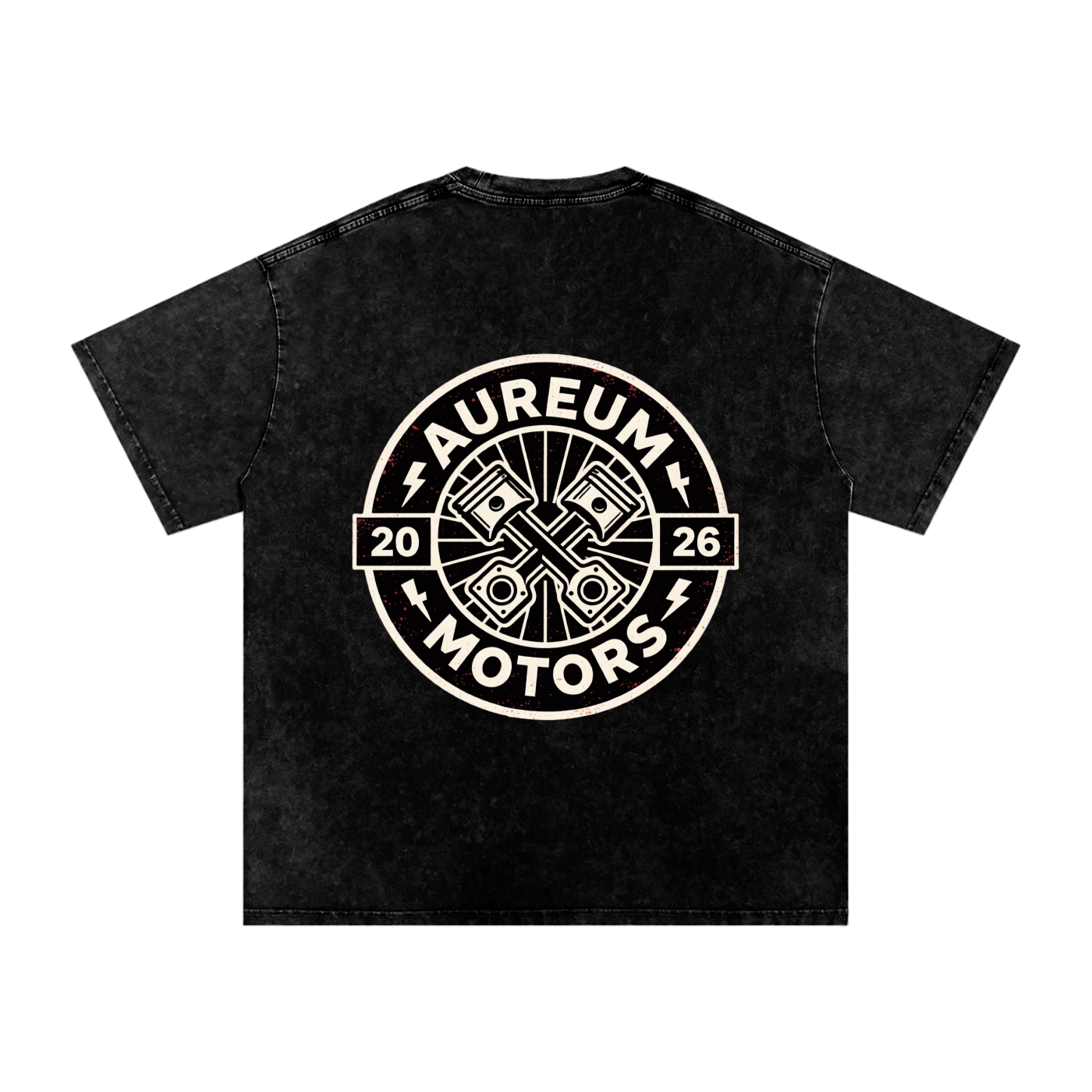 AUREUM MOTORS 1 Snow Washed Oversized Cotton T-Shirt