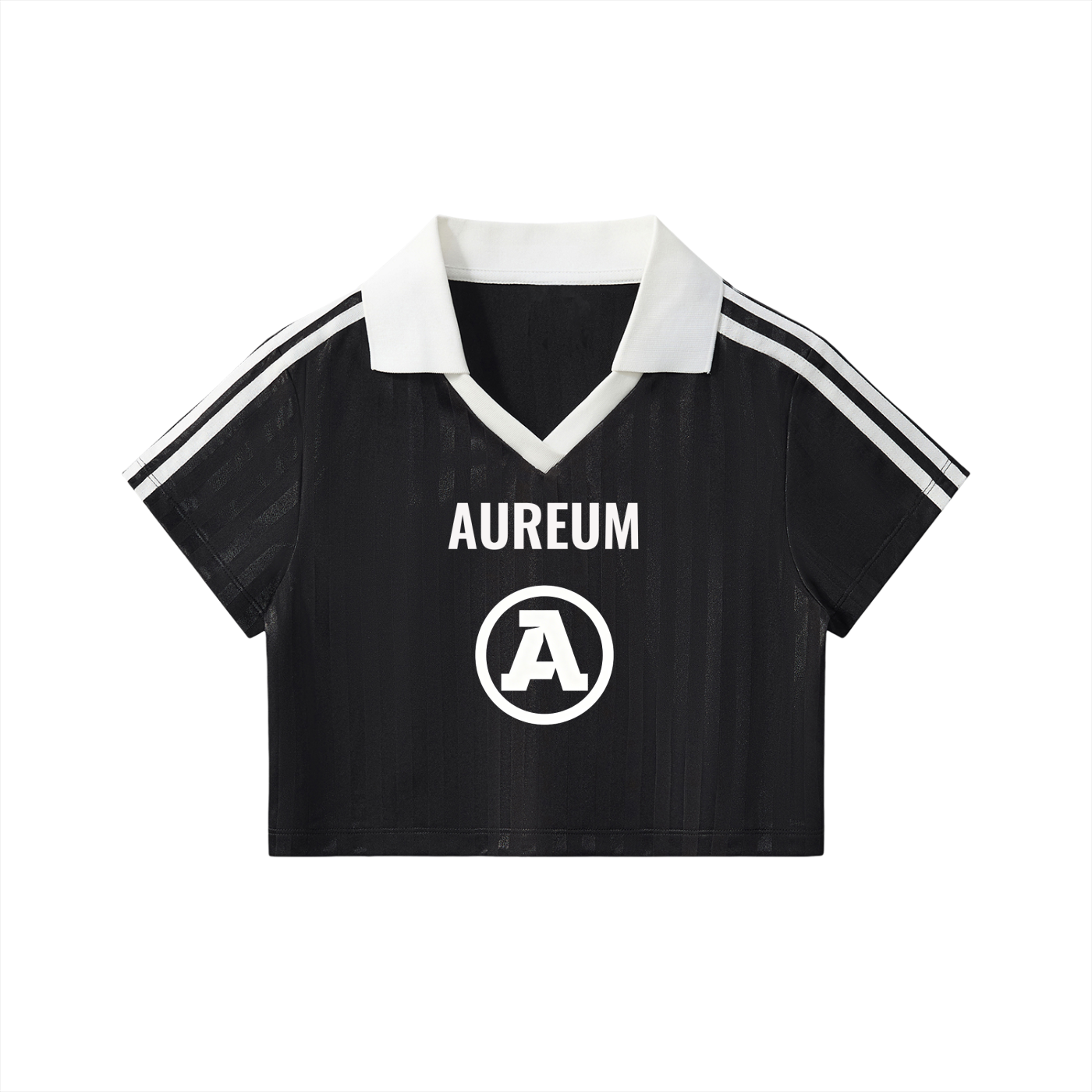 AUREUM Number 12 Collar Striped Cropped Jersey