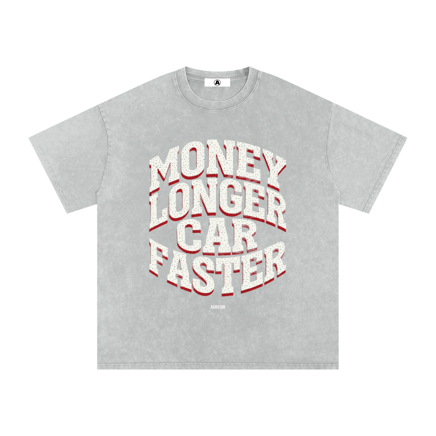 AUREUM MOTORS 1 Snow Washed Oversized Cotton T-Shirt