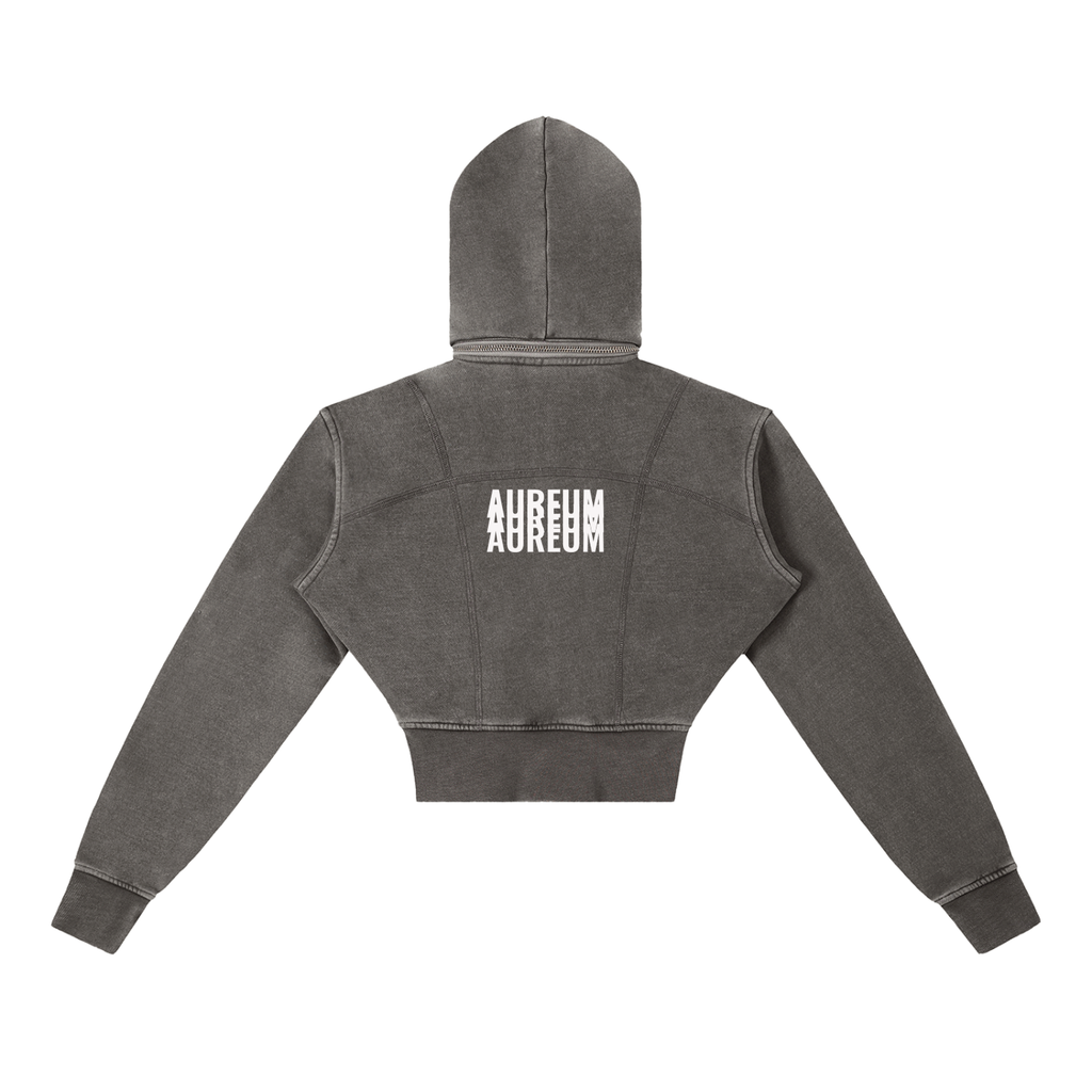 WOMEN'S AUREUM ECHO Vintage Washed Cropped Fleece Hoodie