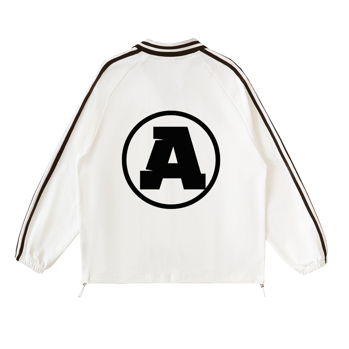 WHITE AUREUM ECHO Striped Lapel Collar Sweatshirt