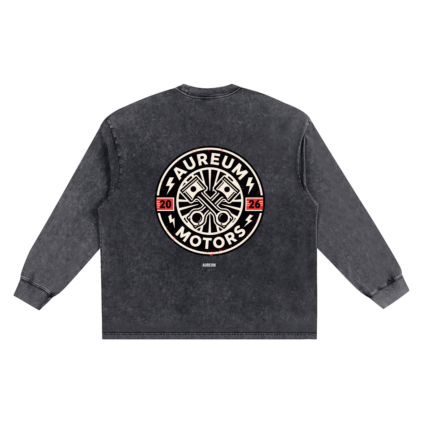 AUREUM MOTORS 2 Snow Washed Frayed Edge LS T-Shirt