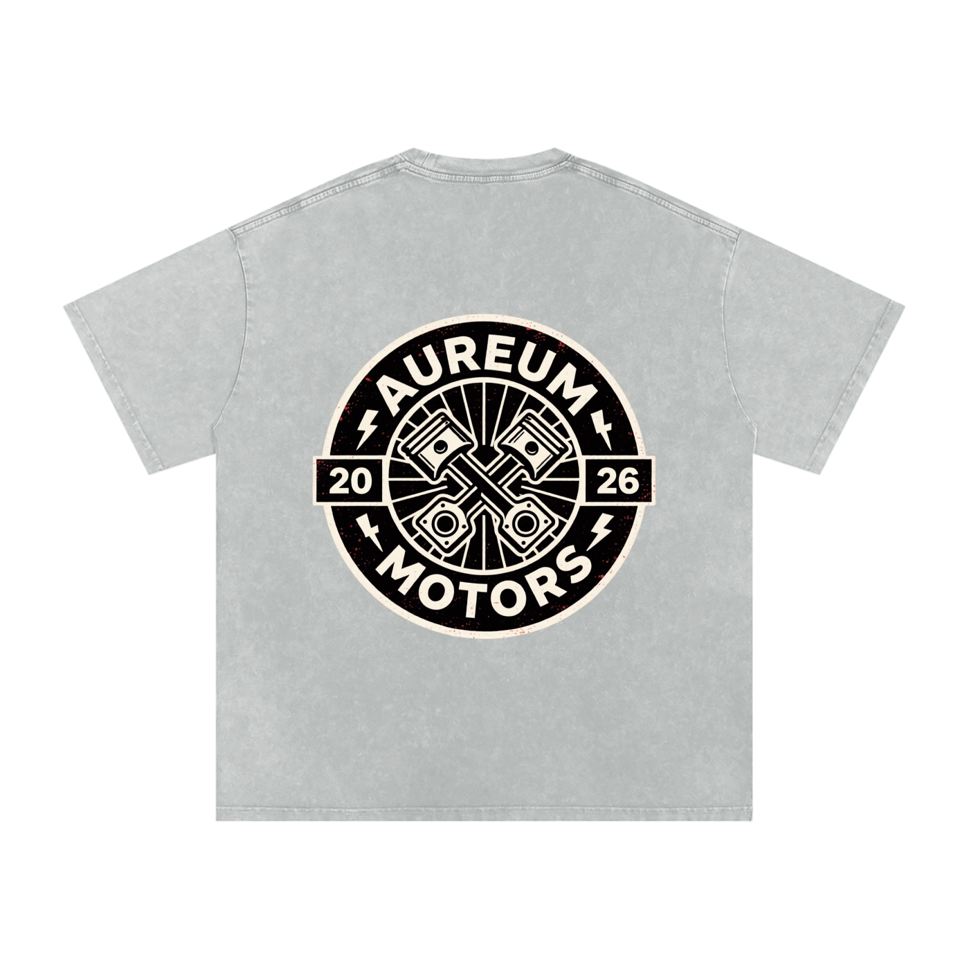 AUREUM MOTORS 1 Snow Washed Oversized Cotton T-Shirt